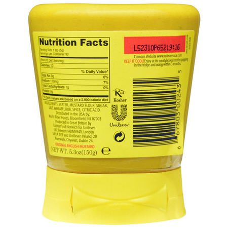 芥末, 醋: Colman's, Original English Mustard, 5.3 oz (150 g)