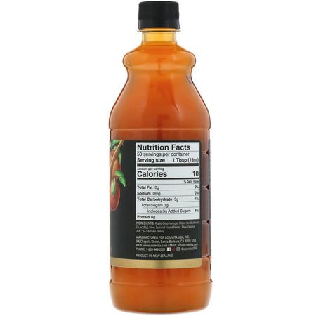Manuka蜂蜜, 蜂產品: Comvita, Apple Cider Vinegar with Manuka Honey, UMF 5+, 25.3 fl oz (750 ml)