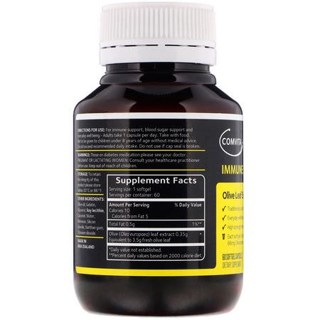 流感, 咳嗽: Comvita, Immune Support, Olive Leaf Extract, 60 Softgel Capsules