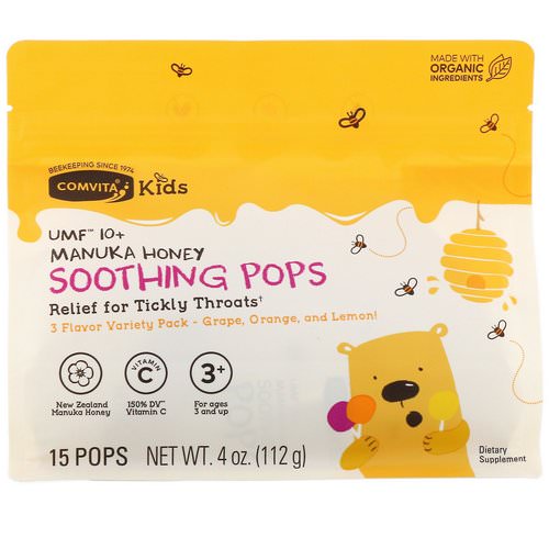 Comvita, Kids, Soothing Pops, UMF 10+ Manuka Honey, Variety Pack, 15 Pops, 4 oz (112 g) Review