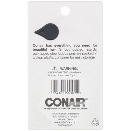 頭髮: Conair, Color Match, Bobby Pins, Black, 75 Pieces
