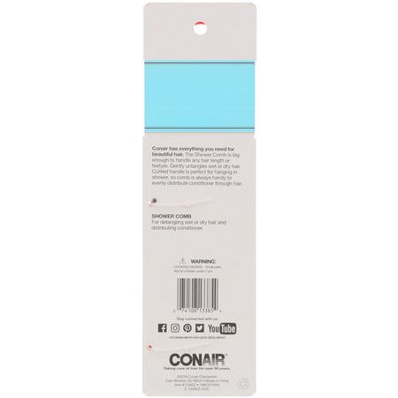 梳子, 髮刷: Conair, Detangle & Smooth Shower Comb, For Wet or Dry Hair, 1 Comb