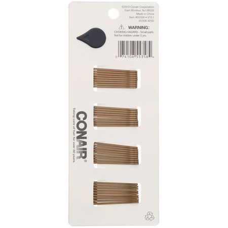 頭髮: Conair, Mini Pins, Brown, 36 Pieces