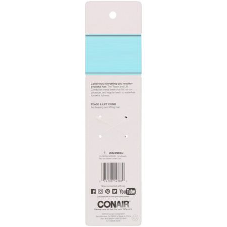 梳子, 髮刷: Conair, Volumize & Fullness, Two Combs in One, Tease & Lift Comb, 1 Comb