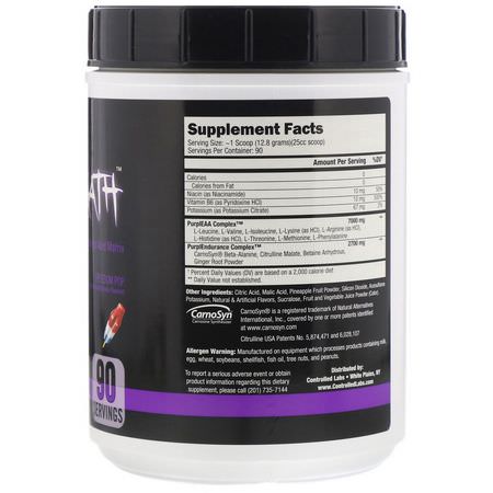 β-丙氨酸, 必需氨基酸: Controlled Labs, Purple Wraath, Freedom Pop, 2.54 lbs (1152 g)