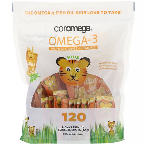 Coromega, Omega-3, Tropical Orange + Vitamin D for Kids, 120 Squeeze Shots Review