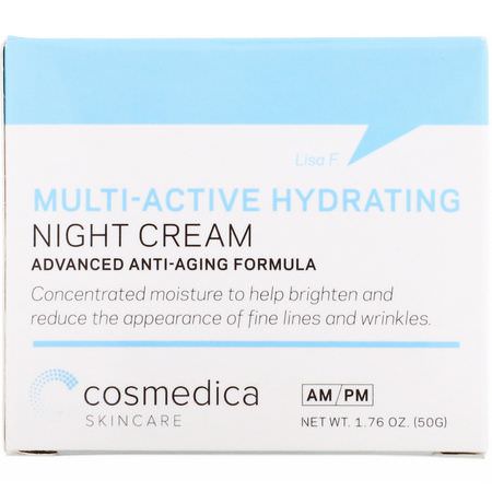 霜, 透明質酸精華素: Cosmedica Skincare, Multi-Active Hydrating Night Cream, Advanced Anti-Aging Formula, 1.76 oz (50 g)
