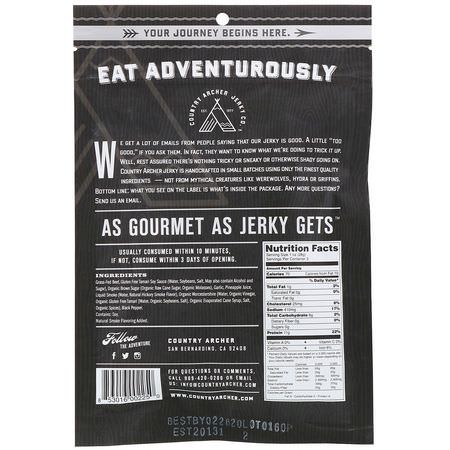 肉類零食, 生澀: Country Archer Jerky, Beef Jerky, Original, 3 oz (85 g)