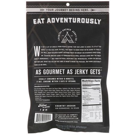 肉類零食, 生澀: Country Archer Jerky, Beef Jerky, Original, 8 oz (227 g)