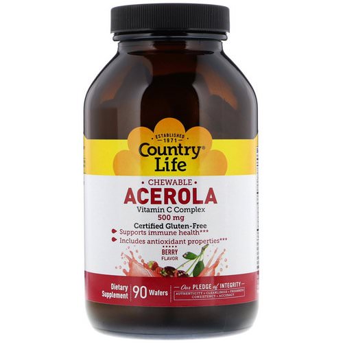 Country Life, Acerola, Vitamin C Chewable, Berry, 500 mg, 90 Wafers Review