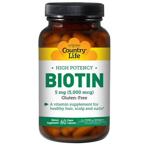 Country Life, Biotin, High Potency, 5 mg, 60 Vegan Caps Review