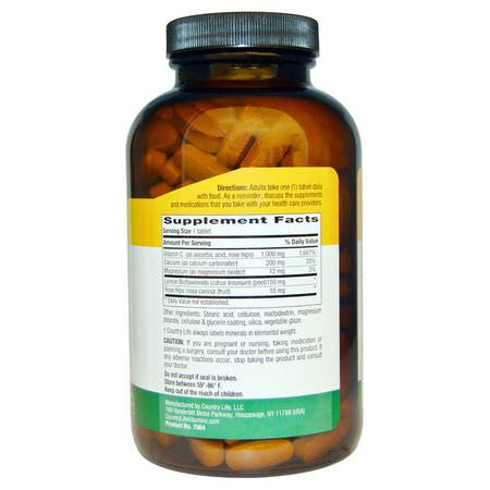 流感, 咳嗽: Country Life, Buffered Vitamin C, 1000 mg, 250 Tablets