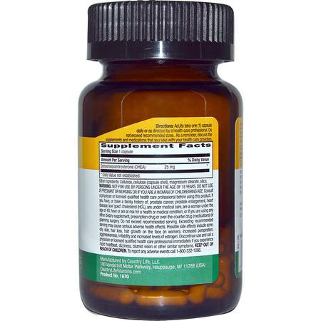 DHEA, 補充劑: Country Life, DHEA, 25 mg, 90 Vegetarian Capsules