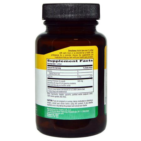 晚櫻草油, 婦女的健康: Country Life, Evening Primrose Oil, 500 mg, 60 Softgels