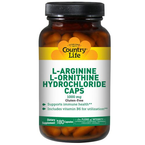 Country Life, L-Arginine L-Ornithine Hydrochloride Caps, 1000 mg, 180 Capsules Review
