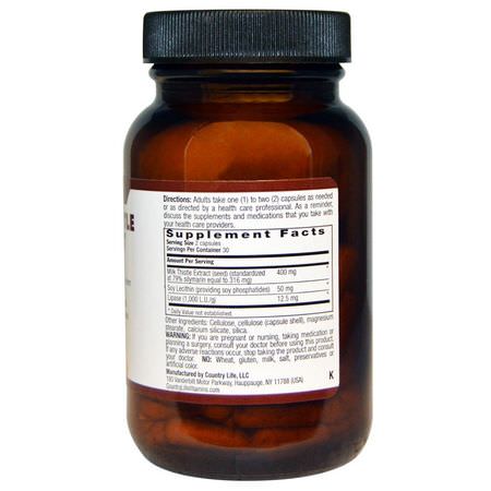 清潔, 排毒: Country Life, Milk Thistle Extract, 200 mg, 60 Veggie Caps