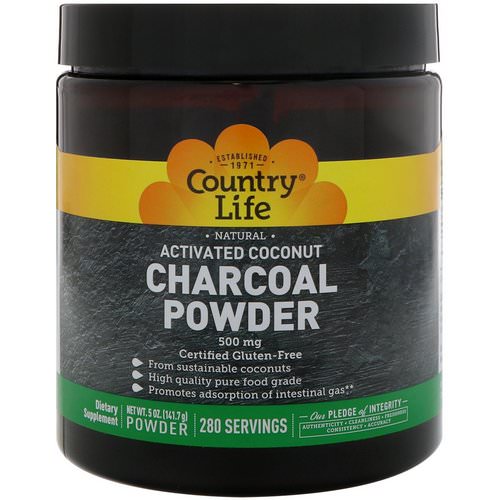 Country Life, Natural, Activated Coconut Charcoal Powder, 500 mg, 5 oz (141.7 g) Review