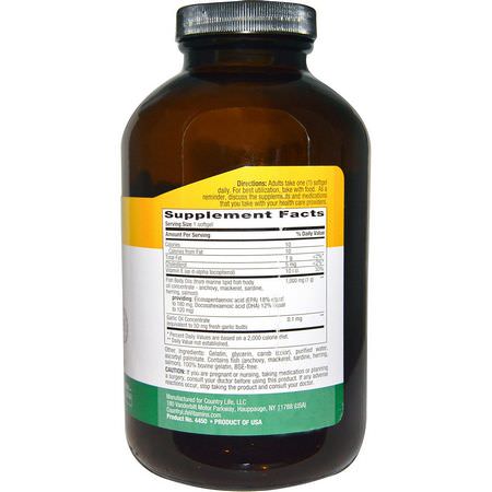 Omega-3魚油, EPA DHA: Country Life, Omega-3, 1000 mg, 300 Softgels