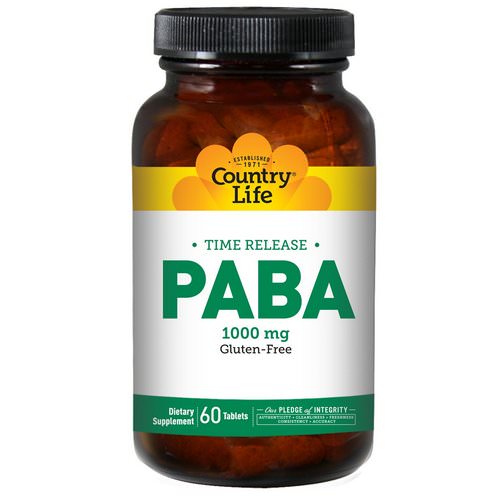 Country Life, PABA, Time Release, 1000 mg, 60 Tablets Review