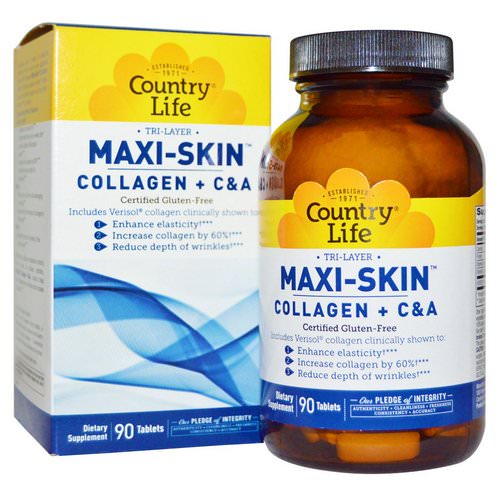 Country Life, Tri Layer Maxi-Skin, Collagen Plus C&A, 90 Tablets Review