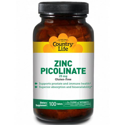 Country Life, Zinc Picolinate, 25 mg, 100 Tablets Review