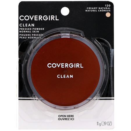 定型噴霧, 粉末: Covergirl, Clean, Pressed Powder Foundation, 120 Creamy Natural, .39 oz (11 g)