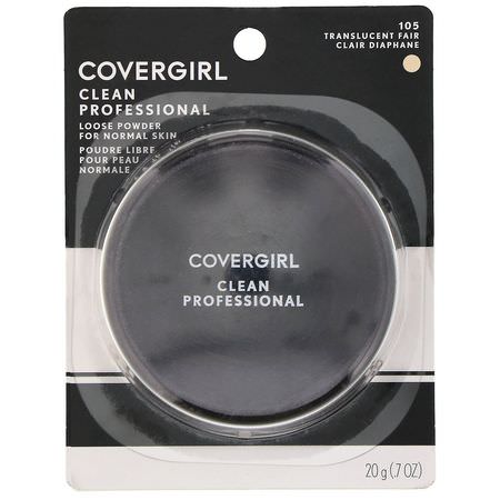 定型噴霧, 粉末: Covergirl, Clean Professional, Loose Powder, 105 Translucent Fair, .7 oz (20 g)