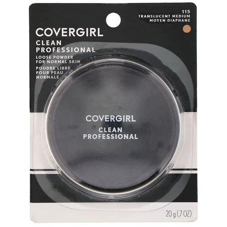 定型噴霧, 粉末: Covergirl, Clean Professional, Loose Powder, 115 Translucent Medium, .7 oz (20 g)