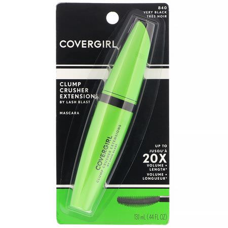 睫毛膏, 眼睛: Covergirl, Clump Crusher Extensions Mascara, 840 Very Black, .44 oz (13.1 ml)