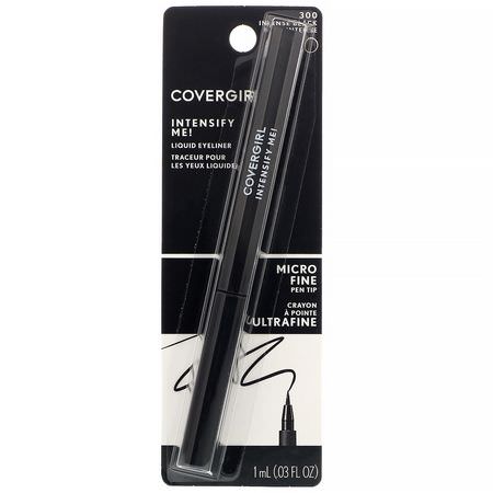 眼線筆, 眼睛: Covergirl, Intensify Me! Liquid Eyeliner, 300 Intense Black, .03 oz (1 ml)