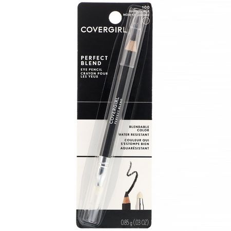眼線液, 眼睛: Covergirl, Perfect Blend, Eye Pencil, 100 Basic Black, .03 oz (.85 g)