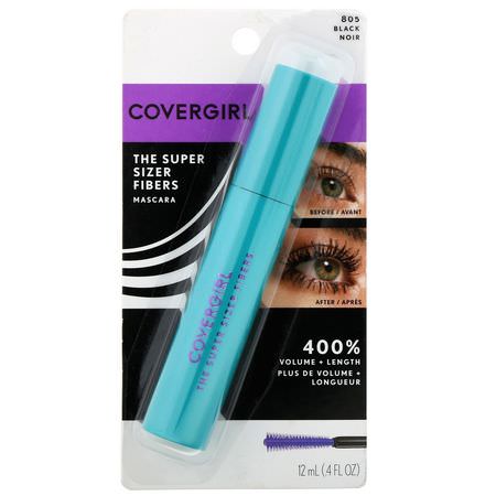 睫毛膏, 眼睛: Covergirl, The Super Sizer Fibers, Mascara, 805 Black, .4 oz (12 ml)