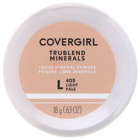 定型噴霧, 粉末: Covergirl, Trublend, Loose Mineral Powder, 405 Light, .63 oz (18 g)