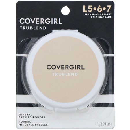 定型噴霧, 粉末: Covergirl, TruBlend, Mineral Pressed Powder, Translucent Light, .39 oz (11 g)