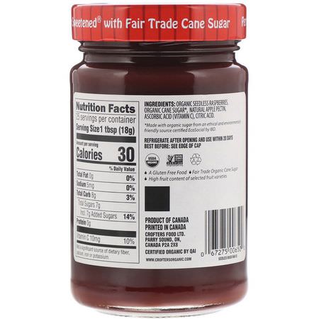 : Crofter's Organic, Organic Premium Spread, Seedless Raspberry, 16.5 oz (468 g)