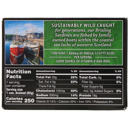沙丁魚, 海鮮: Crown Prince Natural, Brisling Sardines, in Extra Virgin Olive Oil, 3.75 oz (106 g)