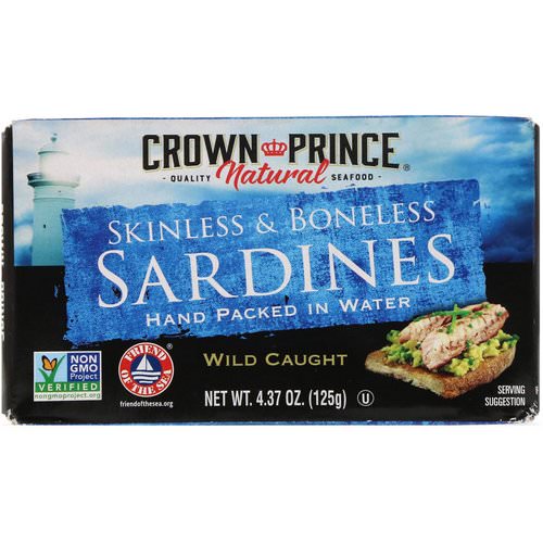 Crown Prince Natural, Skinless & Boneless Sardines, In Water, 4.37 oz (125 g) Review