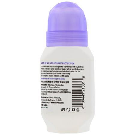 浴缸除臭劑: Crystal Body Deodorant, Natural Deodorant Roll-On, Lavender & White Tea, 2.25 fl oz (66 ml)