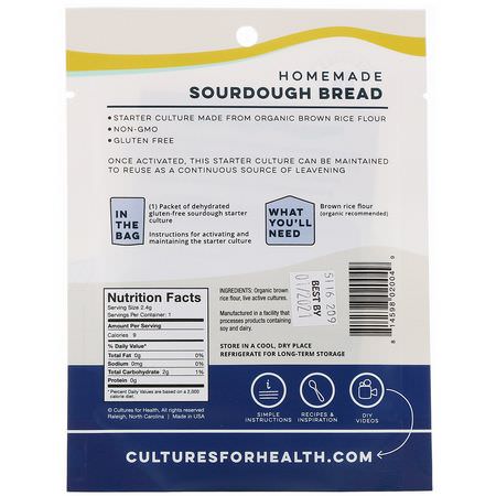 包裝, 麵包: Cultures for Health, Gluten-Free Sourdough, 1 Packet, .08 oz (2.4 g)