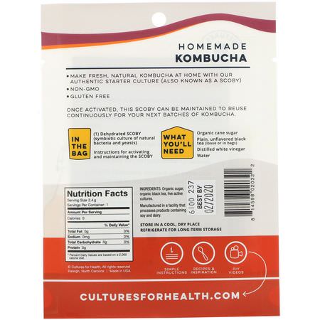 醋, 油: Cultures for Health, Kombucha, 1 Packet, .08 oz (2.4 g)