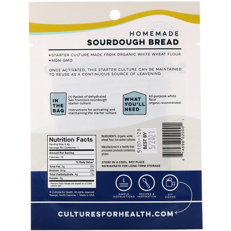 包裝, 麵包: Cultures for Health, San Francisco Sourdough, 1 Packet, .19 oz (5.4 g)