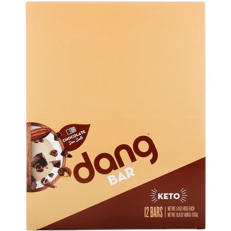 小吃店: Dang, Keto Bar, Chocolate Sea Salt, 12 Bars, 1.4 oz (40 g) Each