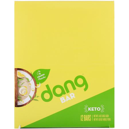 小吃店: Dang, Keto Bar, Lemon Matcha, 12 Bars, 1.4 oz (40 g) Each