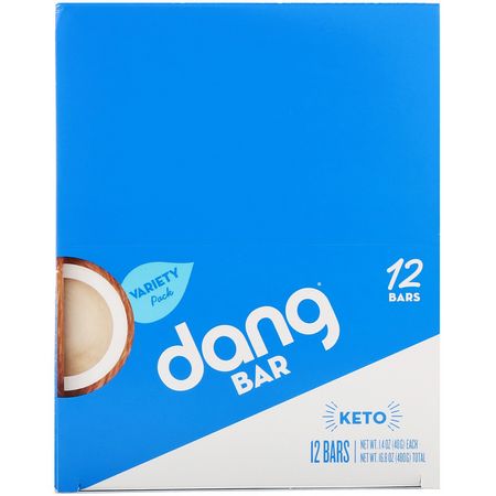 小吃店: Dang, Keto Bar, Variety Pack, 12 Bars, 1.4 oz (40 g) Each