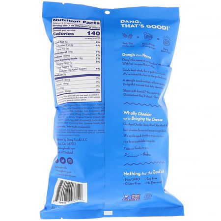芯片, 年糕: Dang, Sticky-Rice Chips, Aged Cheddar, 3.5 oz (100 g)