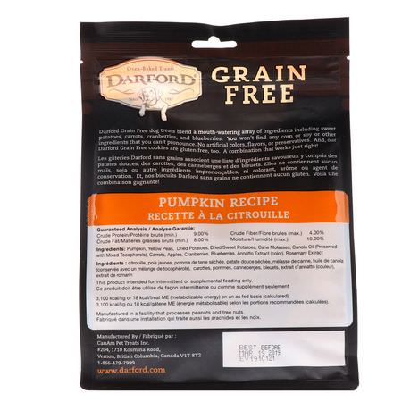 寵物零食, 寵物: Darford, Grain Free, Premium Oven-Baked Dog Treats, Pumpkin Recipe, 12 oz (340 g)