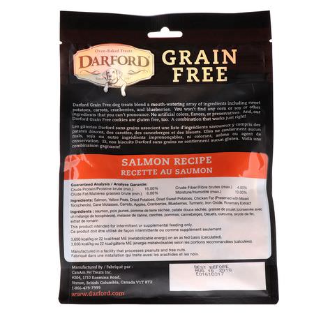 寵物零食, 寵物: Darford, Grain Free, Premium Oven-Baked Dog Treats, Salmon Recipe, 12 oz (340 g)