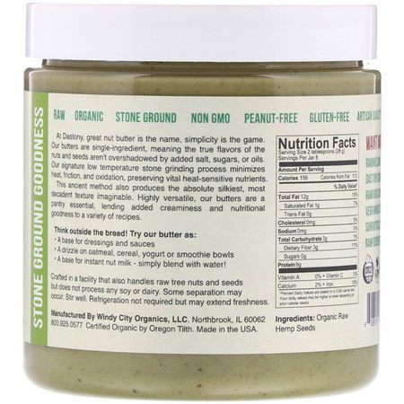 大麻種子: Dastony, 100% Organic Hemp Seed Butter, 8 oz (227 g)