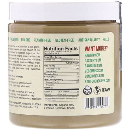 蜜餞, 塗抹醬: Dastony, 100% Organic Sprouted Sunflower Seed Butter, 8 oz (227 g)