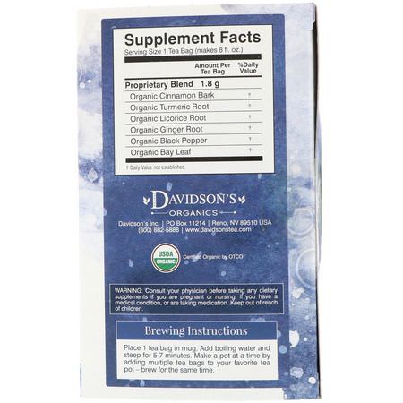 藥用茶, 涼茶: Davidson's Tea, Organic, Ayurvedic Infusions, De-Congest, 25 Tea Bags, 1.58 oz (45 g)